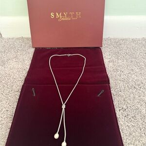 Smythe Silver Necklace with Pearl Drop Accents